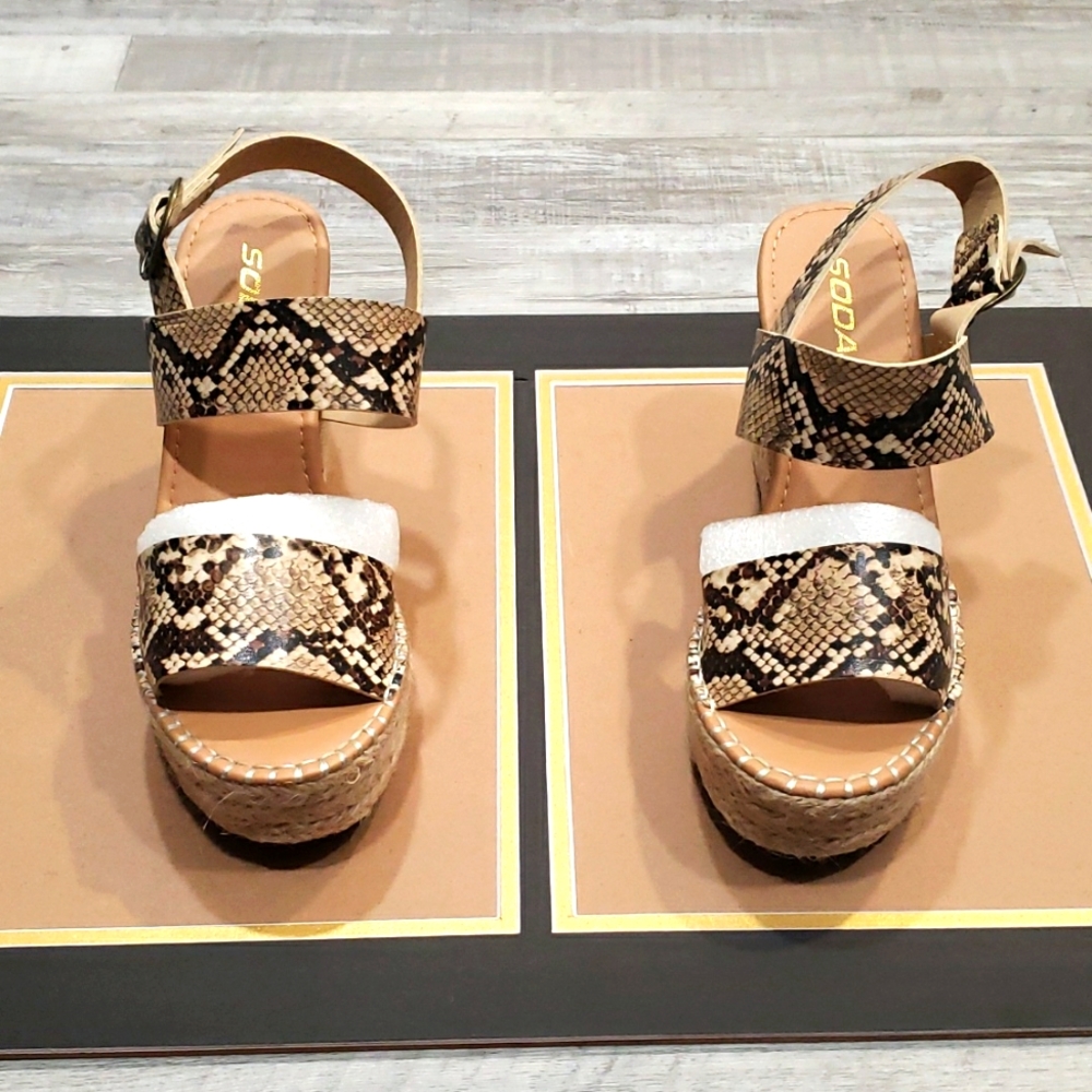 Soda Trip Snake Espadrille Wedges